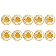 MERILER Thanksgiving Halloween 7-Inch Paper Plates - Turkey Maple Leaf Design, Disposable and Convenient for Dinner Parties, Durable Material, 10 Packs Suitable for Small to Medium Gatherings
